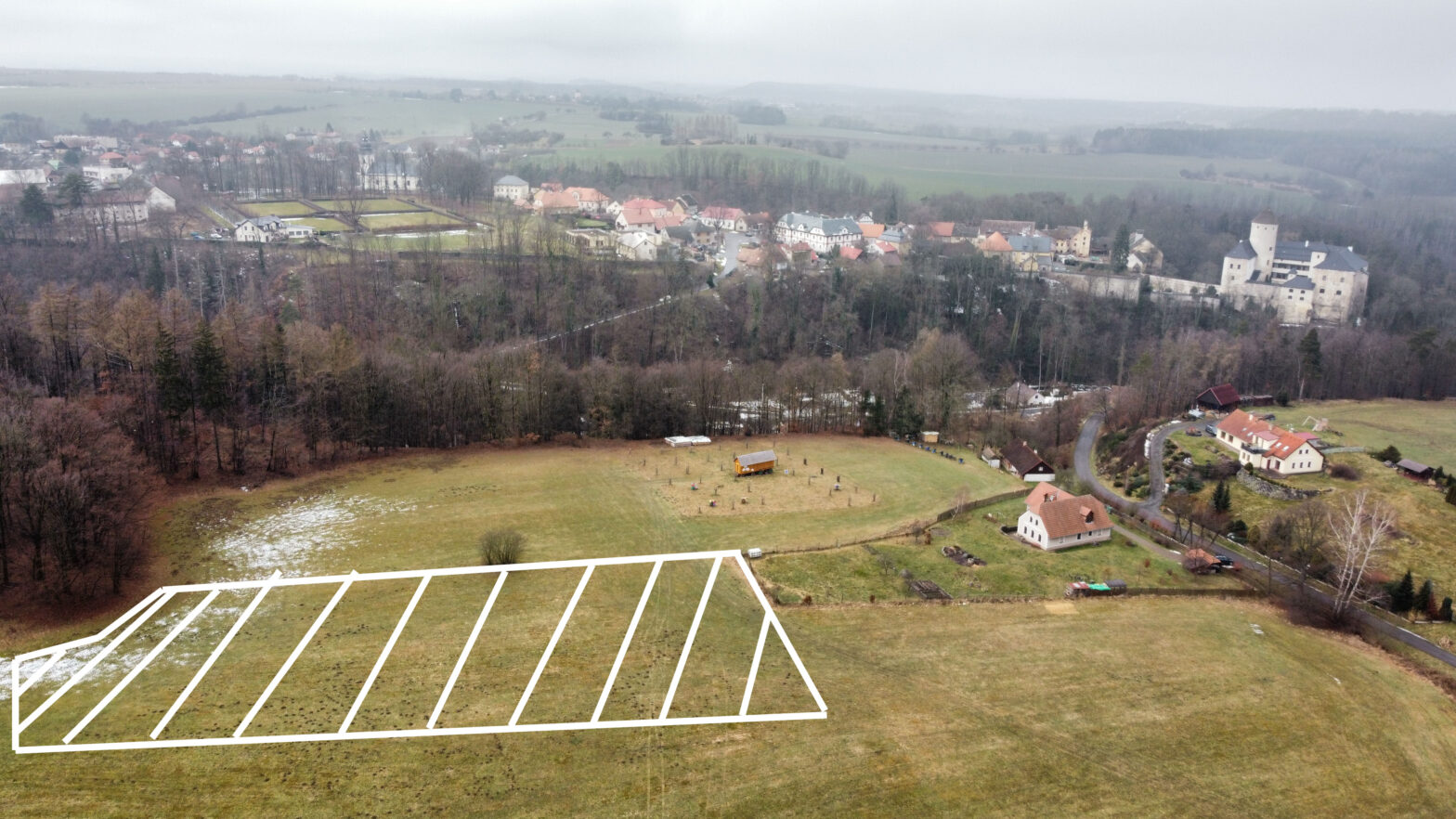 Prodej, stavebního pozemku, 3626 m2, Skuteč, Hněvětice, okr. Chrudim
