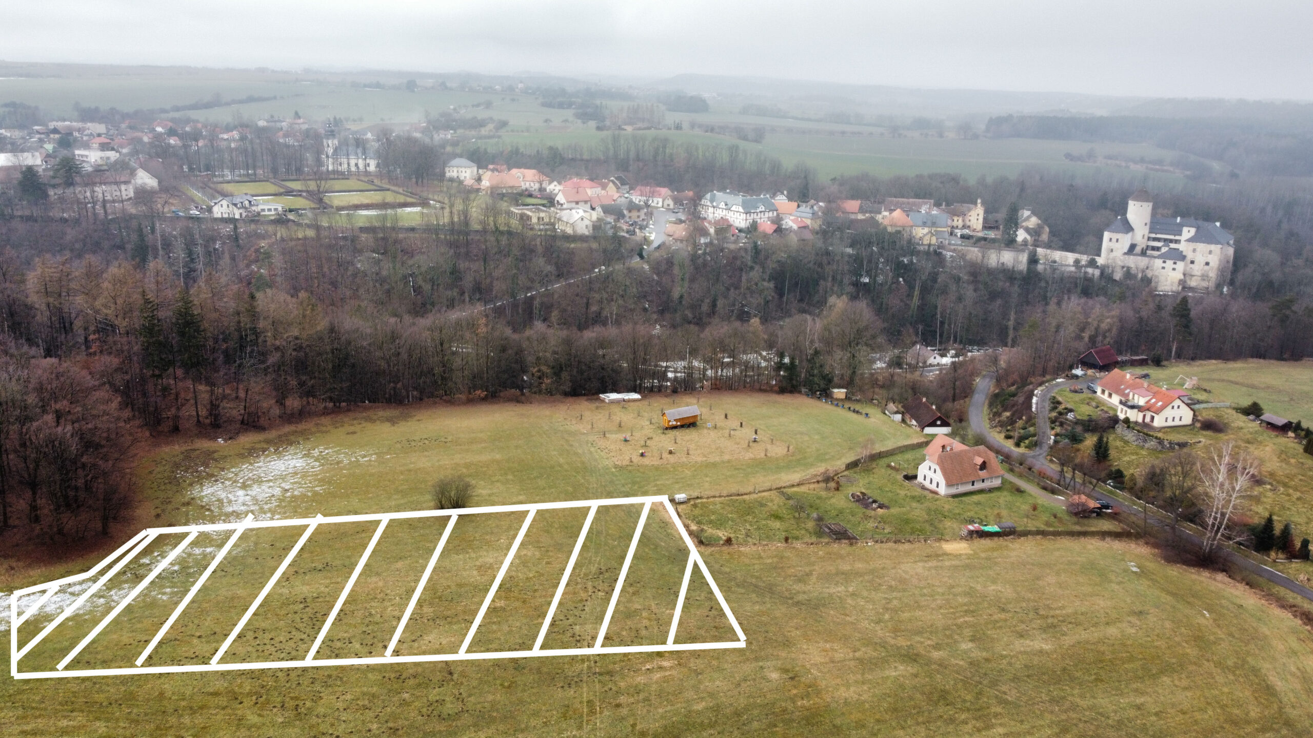 Prodej, stavebního pozemku, 3626 m2, Skuteč, Hněvětice, okr. Chrudim