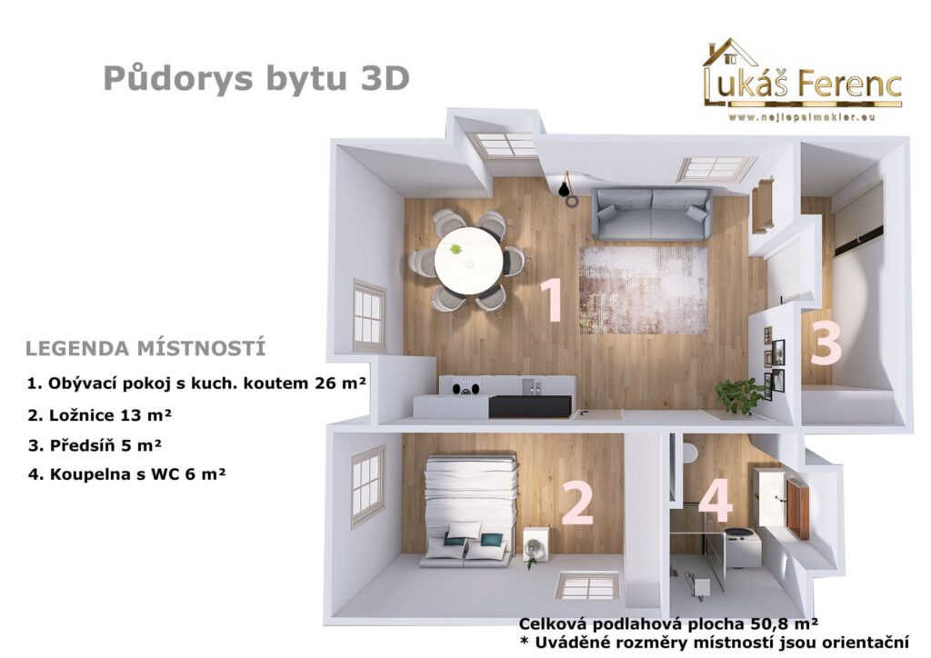 Pronájem bytu, 2+kk, 50 m² s parkovacím stáním? Zařízený byt v cihlovém domě v žádané lokalitě Praha 6, ul. Drnovská, který se Vám bude líbit...